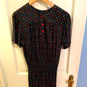 Vintage black dress with multi-colored dots